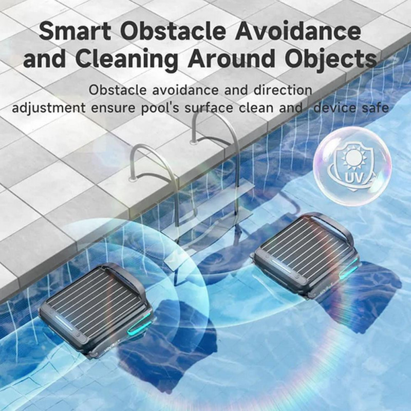 Σκίμερ για τον καθαρισμό της επιφάνειας του νερού σε πισίνες Wybot F1, Ηλιακή / DC φόρτιση, Έως 8 ώρες, 7 λίτρα, Εφαρμογή για κινητά, Μαύρο