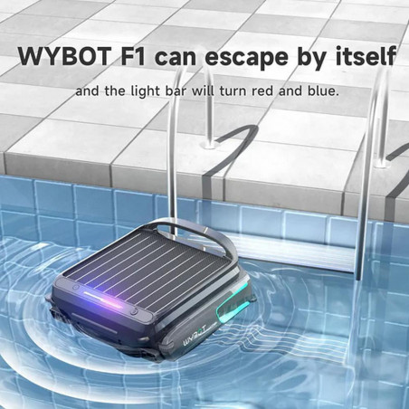 Σκίμερ για τον καθαρισμό της επιφάνειας του νερού σε πισίνες Wybot F1, Ηλιακή / DC φόρτιση, Έως 8 ώρες, 7 λίτρα, Εφαρμογή για κινητά, Μαύρο