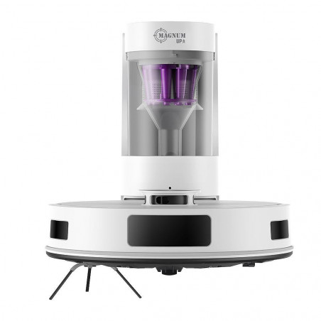 Ρομποτική σκούπα MAGNUM UP, 45 W, 20.000 Pa, 180 λεπτά, 230 ml, Διαφανής αυτόματος κάδος, Αισθητήρες SMART, Υγρό/ξηρό, Λευκό