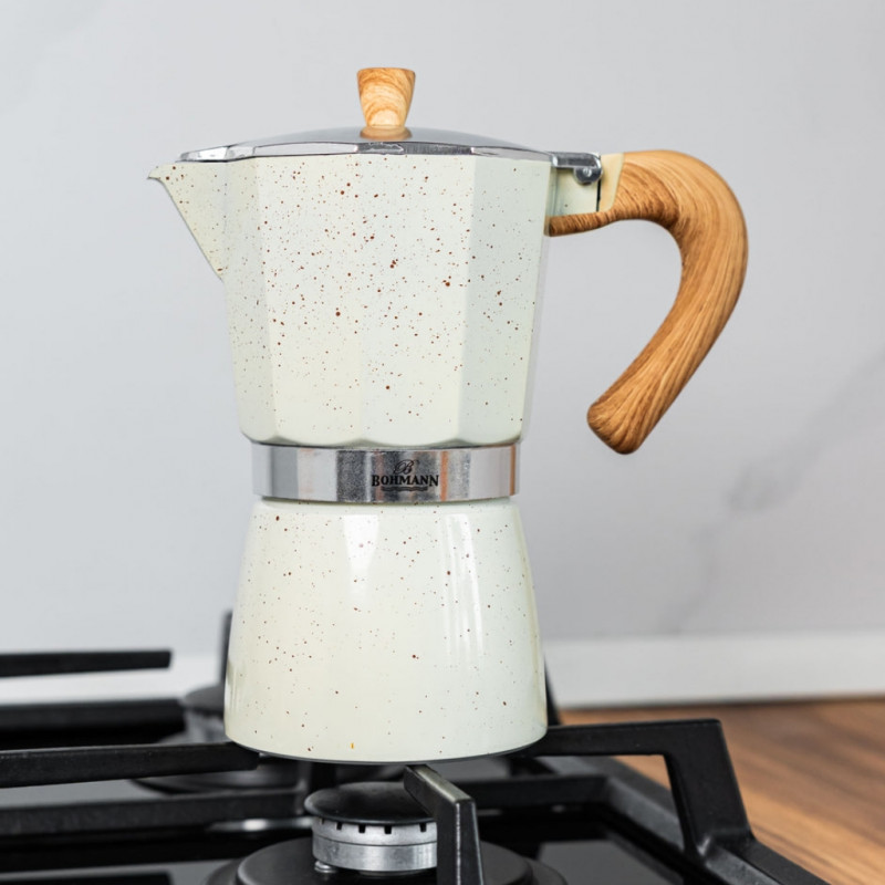 Κουβανέζικη καφετιέρα Bohmann BH 9309, 450 ml, 9 φλιτζάνια, Βαλβίδα ασφαλείας, Αλουμίνιο, Μπεζ