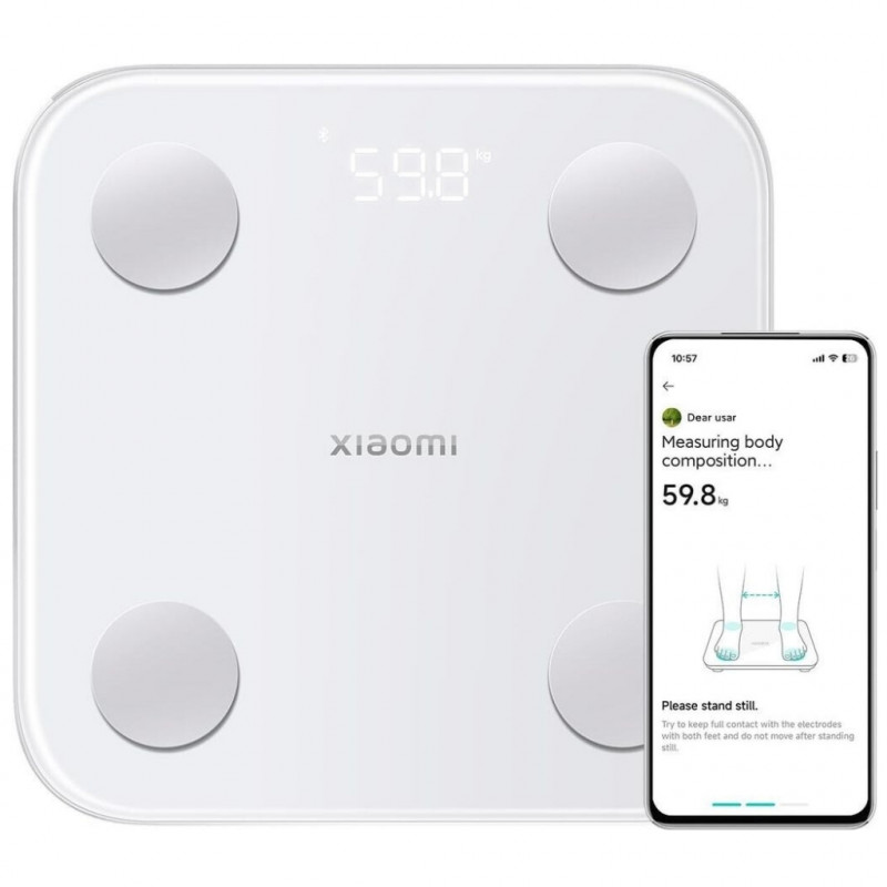 Ψηφιακή έξυπνη ζυγαριά Xiaomi Body Composition Scale S400, έως 150 κιλά, Bluetooth, μέτρηση καρδιακού ρυθμού, λειτουργία για μωρά, λευκό/γκρι