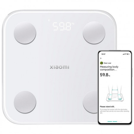 Ψηφιακή έξυπνη ζυγαριά Xiaomi Body Composition Scale S400, έως 150 κιλά, Bluetooth, μέτρηση καρδιακού ρυθμού, λειτουργία για μωρά, λευκό/γκρι
