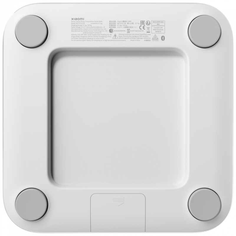 Ψηφιακή έξυπνη ζυγαριά Xiaomi Body Composition Scale S400, έως 150 κιλά, Bluetooth, μέτρηση καρδιακού ρυθμού, λειτουργία για μωρά, λευκό/γκρι