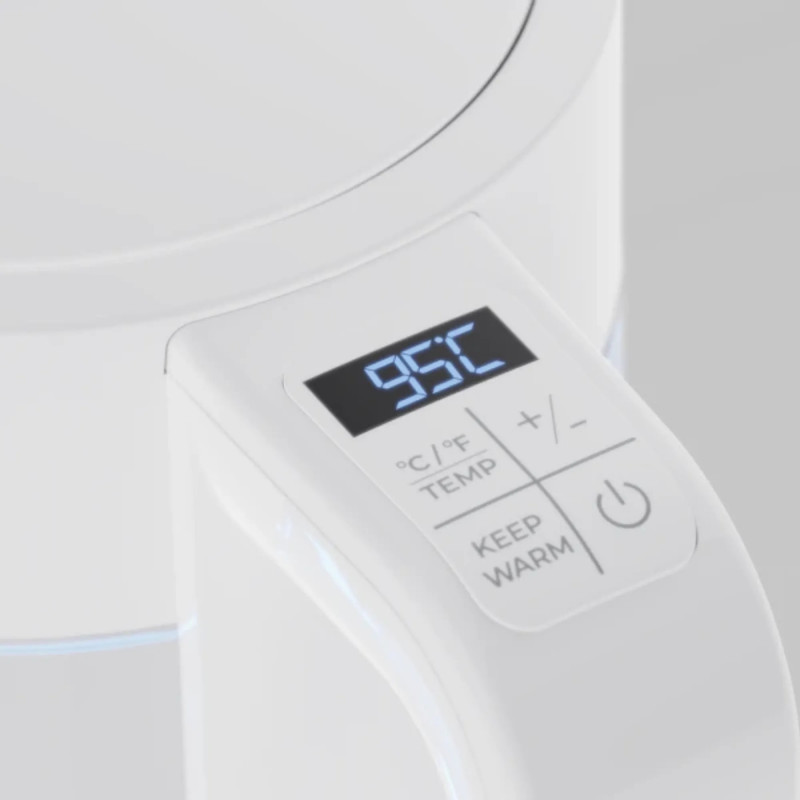 Ηλεκτρικός βραστήρας AENO AEK0005, 2200 W, 1,7 λίτρα, 40-100 °C, βάση 360°, STRIX, οθόνη LED, φίλτρο, λευκό