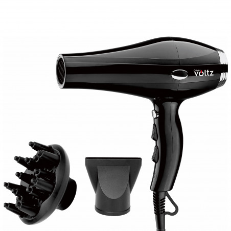 Στεγνωτήρας μαλλιών με διαχύτη Oliver Voltz OV51100TD, 2000 W, 3 επίπεδα θερμοκρασίας, 2 ταχύτητες, Μαύρο