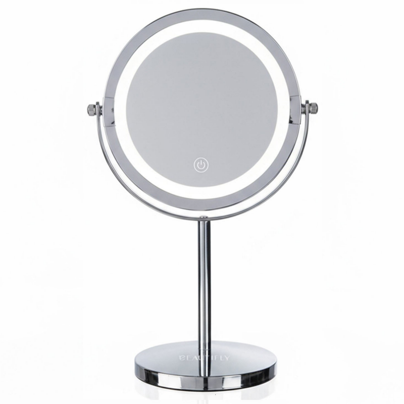 Καθρέφτης ομορφιάς Beautifly Looking Glass Light, 14,5 εκ., μεγέθυνση 10x, USB-C, LED, ρύθμιση 360°, ασημί
