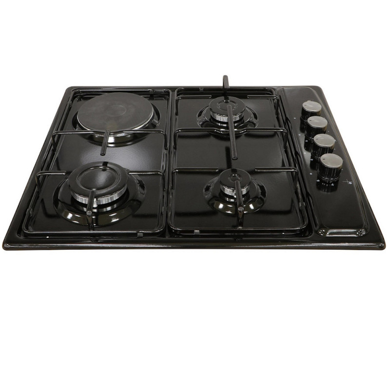 Εντοιχισμένη εστία Kumtel LX-412BF, 1000 W, 4,8 kW, 3 εστίες αερίου + 1 ηλεκτρική εστία, Σύστημα ασφαλείας, Μαύρο