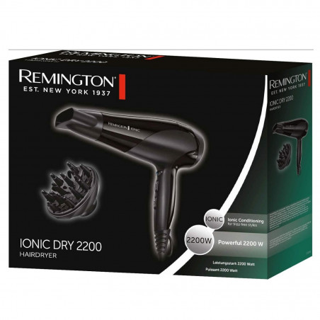 Στεγνωτήρας μαλλιών Remington Power Dry Ionic D3198, 2200 W, 2 ταχύτητες, 3 θερμοκρασίες, ιονισμός, μαύρο