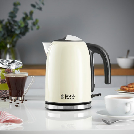 Ηλεκτρικός βραστήρας Russell Hobbs Colours Plus Classic Cream 20415‑70, 2400 W, 1,7 λίτρα, Γρήγορο βράσιμο, Κρυφή αντίσταση, Βάση 360°, Ένδειξη, Κρεμ