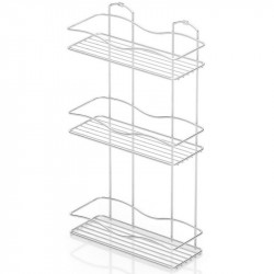 Ορθογώνιο ράφι μπάνιου TEKNO-TEL BK 013, 3 επίπεδα, 30x12x54 εκ., Ασημί