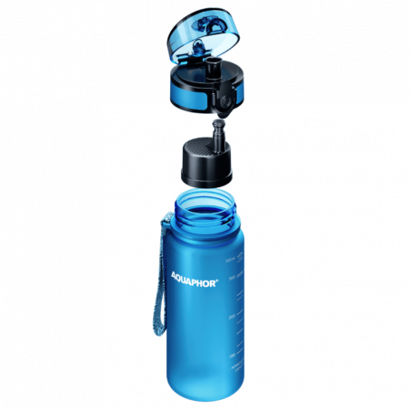 Φιάλη νερού με φίλτρο Aquaphor City 160026, 350 ml, Tritan, Ενεργός άνθρακας, Aqualen, Κάλυμμα με κλείδωμα, Μπλε