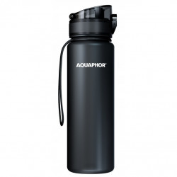 Φιάλη νερού με φίλτρο Aquaphor City 160043, 500 ml, Tritan, Ενεργός άνθρακας, Aqualen, Κάλυμμα με κλείδωμα, Μαύρο