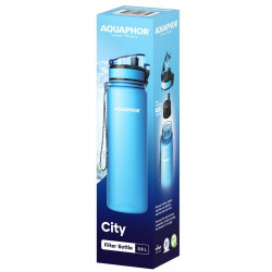 Φίλτρο νερού Aquaphor City 160046, 500 ml, Tritan, Ενεργός άνθρακας, Aqualen, Κάλυμμα με κλείδωμα, Μπλε παγετώνα