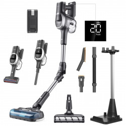 Κάθετη σκούπα 2 σε 1 Jimmy JV9 Pro Aqua, 500 W, 21 kPa, 65 λεπτά, 500 ml, 4 λειτουργίες, Dual-Cyclonic, LED, Υγρό/ξηρό, Γκρι/μαύρο