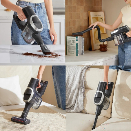 Κάθετη σκούπα 2 σε 1 Jimmy JV9 Pro Aqua, 500 W, 21 kPa, 65 λεπτά, 500 ml, 4 λειτουργίες, Dual-Cyclonic, LED, Υγρό/ξηρό, Γκρι/μαύρο