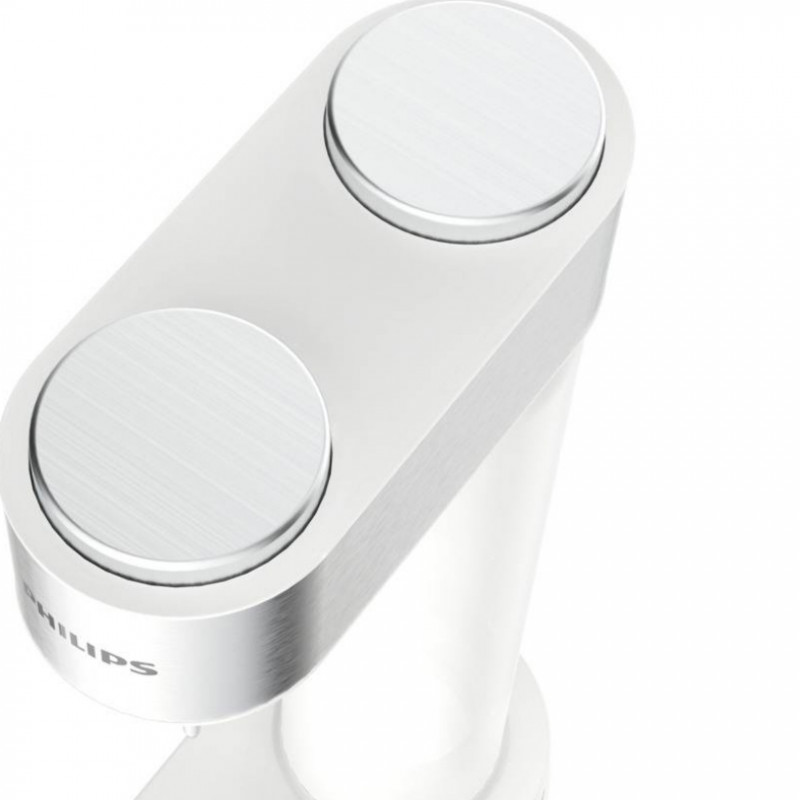 Μηχανή ανθρακούχου νερού Philips GoZero ADD4902WH/10, 1 λίτρο, Ρύθμιση ανθρακούχου, Βαλβίδα ασφαλείας, Χειροκίνητη, Σώμα από ανοξείδωτο ατσάλι, Λευκό ματ
