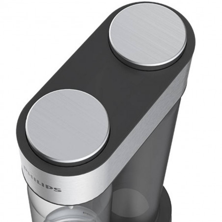 Μηχανή σόδας Philips GoZero ADD4902BK/10, 1 λίτρο, Ρύθμιση ανθρακικού, Χειροκίνητη, Βαλβίδα ασφαλείας, Σώμα από ανοξείδωτο ατσάλι, Μαύρο