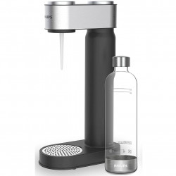 Μηχανή σόδας Philips GoZero ADD4902BK/10, 1 λίτρο, Ρύθμιση ανθρακικού, Χειροκίνητη, Βαλβίδα ασφαλείας, Σώμα από ανοξείδωτο ατσάλι, Μαύρο