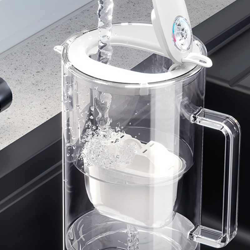 Κανάτα φιλτραρίσματος νερού Aquaphor Glass 120021, 2,5 λίτρα, Γυαλί, Μετρητής, Φίλτρο με μαγνήσιο, Λευκό