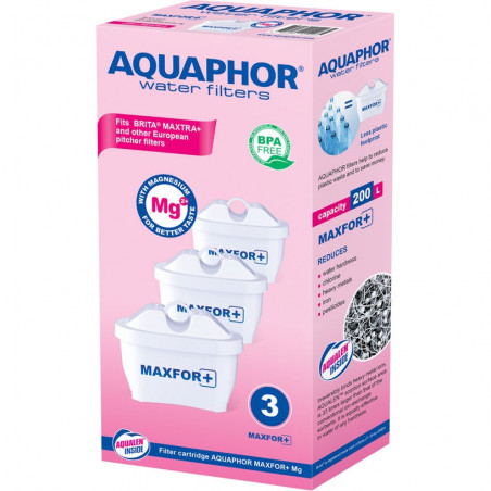 Σετ 3 φίλτρων νερού Aquaphor MAXFOR+ Mg 220006, 200 λίτρα, Λευκό