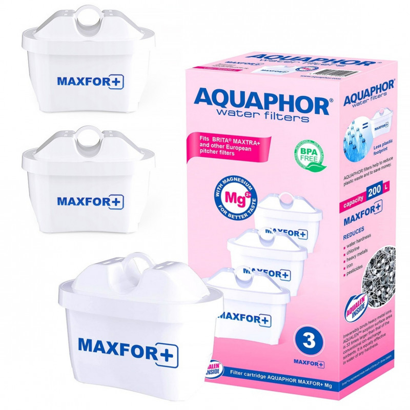 Σετ 3 φίλτρων νερού Aquaphor MAXFOR+ Mg 220006, 200 λίτρα, Λευκό