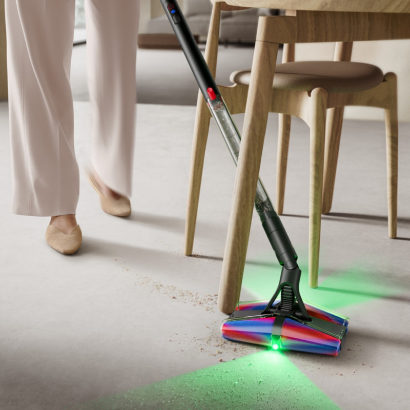 Κάθετη ηλεκτρική σκούπα Dyson PencilVac Fluffycones 492689-01, 55 AW, 30 λεπτά, 80 ml, 140000 Hyperdymium™, Εξαιρετικά λεπτή σχεδίαση, Φωτισμός LED, Μαύρο