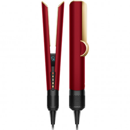 Σίδερο μαλλιών Dyson HT01 Airstrait RdVe/Gd 596931-01, 1600 W, μέγ. 140 °C, ιονισμός, 6 επίπεδα θερμοκρασίας, φιλικό προς τα μαλλιά, επένδυση χαλκού, οθόνη LCD, κόκκινο βελούδο/χρυσό