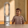 Συσκευή θέρμανσης και ψύξης 2 σε 1 Dyson AM15 Hot+Cool 586340-01, 35 τ.μ., 10 ταχύτητες, ταλάντωση 70°, οθόνη LCD, προστασία από ανατροπή, Air Multiplier™, λευκό/ασημί