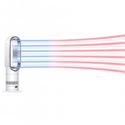 Συσκευή θέρμανσης και ψύξης 2 σε 1 Dyson AM15 Hot+Cool 586340-01, 35 τ.μ., 10 ταχύτητες, ταλάντωση 70°, οθόνη LCD, προστασία από ανατροπή, Air Multiplier™, λευκό/ασημί