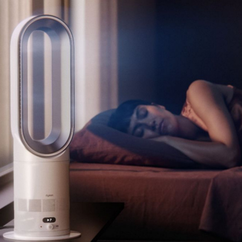 Συσκευή θέρμανσης και ψύξης 2 σε 1 Dyson AM15 Hot+Cool 586340-01, 35 τ.μ., 10 ταχύτητες, ταλάντωση 70°, οθόνη LCD, προστασία από ανατροπή, Air Multiplier™, λευκό/ασημί