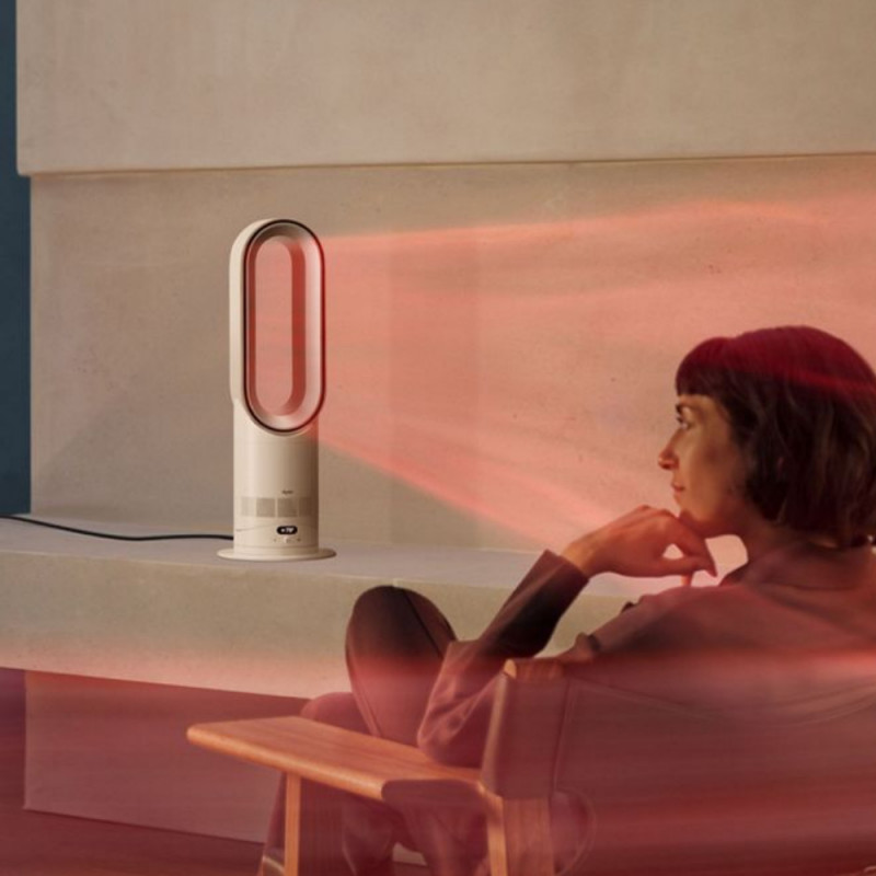 Συσκευή θέρμανσης και ψύξης 2 σε 1 Dyson AM15 Hot+Cool 586340-01, 35 τ.μ., 10 ταχύτητες, ταλάντωση 70°, οθόνη LCD, προστασία από ανατροπή, Air Multiplier™, λευκό/ασημί