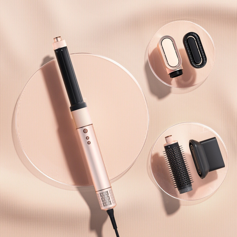 Βούρτσα στεγνώματος και χτενίσματος/πολυλειτουργικό στυλίστ 6 σε 1 Jimmy HF9 Pro, 1300 W, 110.000 σ.α.λ., 23 m/s, 3 ταχύτητες, Έξυπνος αισθητήρας θερμοκρασίας, Ροζ