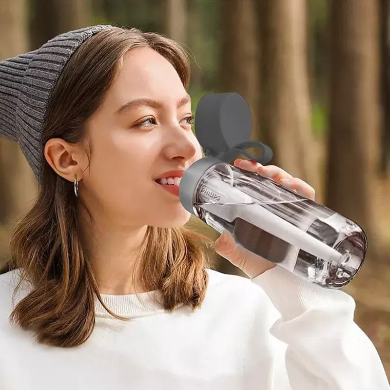 Φιάλη νερού με φίλτρο Philips GoZero Daily AWP2731GRR/58, 660 ml, 5-38 °C, Tritan χωρίς BPA, AWP285, Γκρι