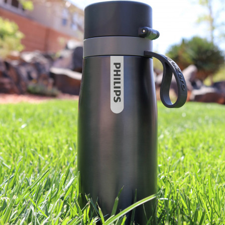 Φίλτρο νερού Philips GoZero Daily AWP2771GRR/58, 550 ml, ανοξείδωτο ατσάλι 18/8, θερμομονωτική επένδυση, διπλό τοίχωμα, γκρι