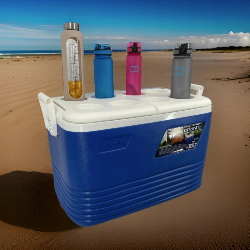 Ψυκτική θήκη Atlantic 1008729, 60 λίτρα, Ψύξη, Παθητική, 8 θέσεις για ποτήρια, Μπλε