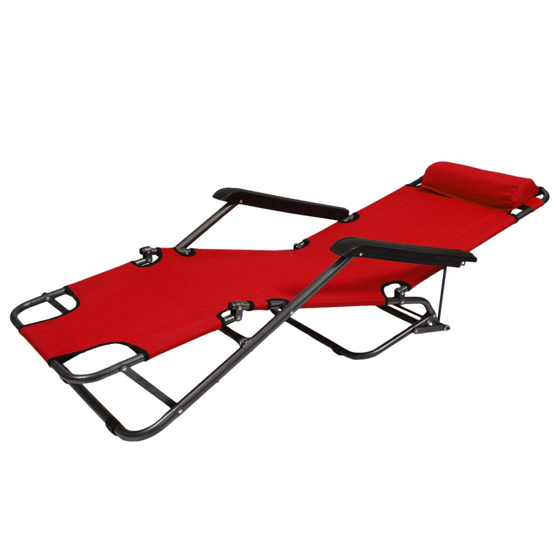 Ξαπλώστρα Muhler C2078 1005235, 153x60x78 εκ., Έως 100 κιλά, Πτυσσόμενη, Κόκκινη