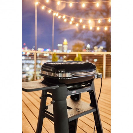 Ηλεκτρική ψησταριά Weber Lumin Compact WB91010979DL, 2200 W, μέγιστη θερμοκρασία 315 °C, εμαγιέ χυτοσίδηρες σχάρες, μαύρο