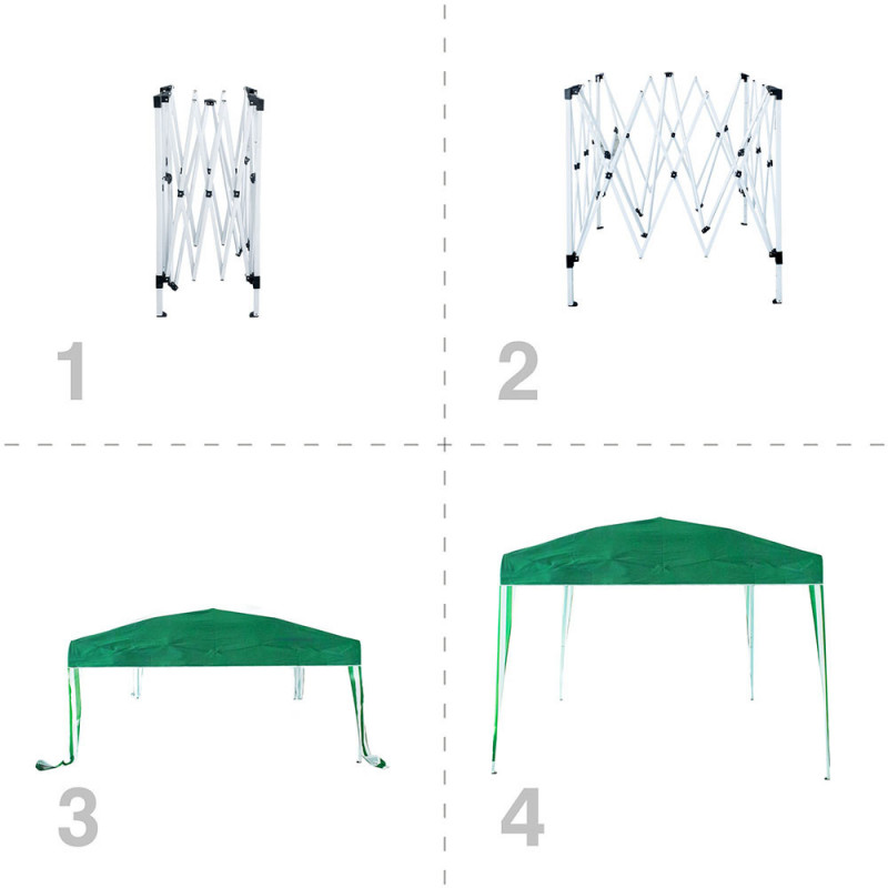 Τέντα κήπου Muhler 649419, 300x300x250 εκ., Μεταλλικός σκελετός, Αδιάβροχη, Πτυσσόμενη, Πράσινη