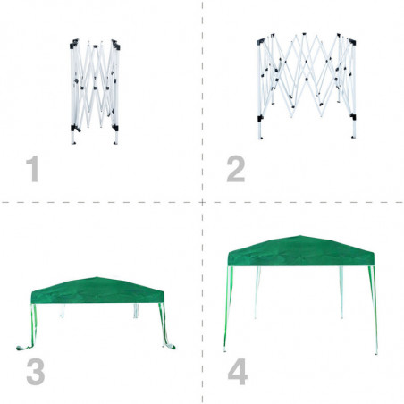 Τέντα κήπου Muhler 649419, 300x300x250 εκ., Μεταλλικός σκελετός, Αδιάβροχη, Πτυσσόμενη, Πράσινη