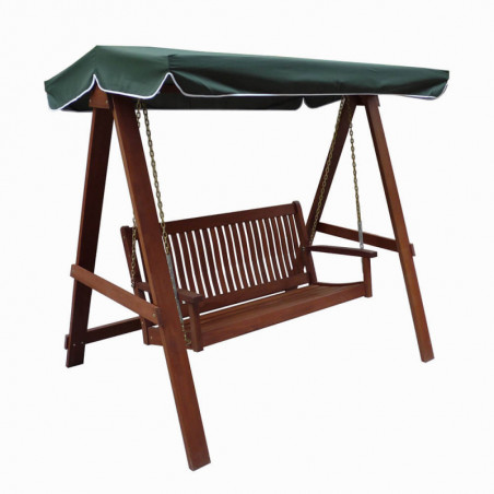 Κούνια κήπου Muhler Meranti, 168x168x123 εκ., έως 180 κιλά, ξύλο Shorea, τέντα, πράσινο/καφέ