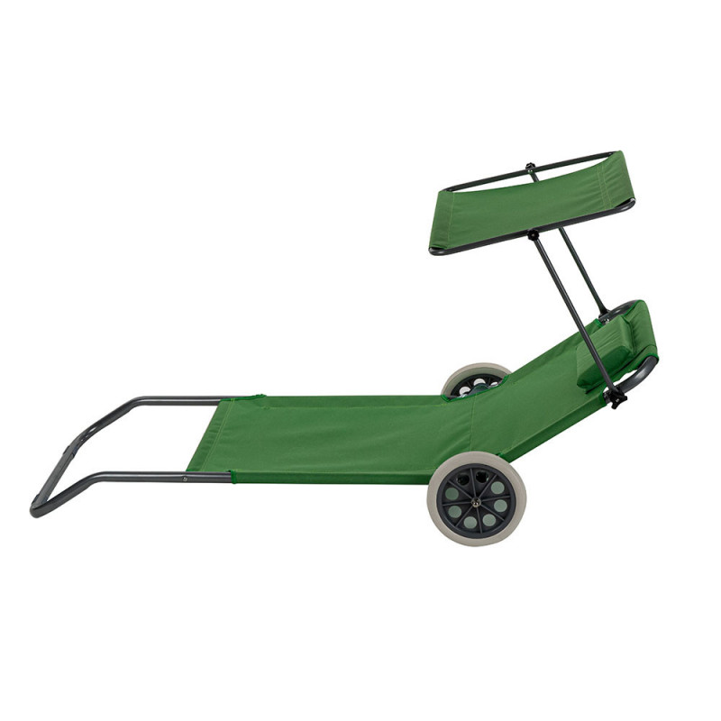 Σετ 4 ξαπλώστρες με τέντα Muhler 1005988, 147x52x24 εκ., έως 90 κιλά, πτυσσόμενο, με ροδάκια, πράσινο
