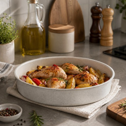 Ταψί Oliver Voltz OV51222E32, 32x8 εκ., Αλουμίνιο, Επίστρωση μαρμάρου, Χωρίς PFOA, Κρεμ χρώμα