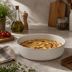 Ταψί Oliver Voltz OV51222E32, 32x8 εκ., Αλουμίνιο, Επίστρωση μαρμάρου, Χωρίς PFOA, Κρεμ χρώμα