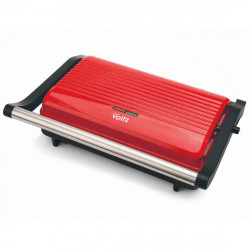 Τοστιέρα Panini Oliver Voltz OV51442R, 1000 W, Αντικολλητικές πλάκες, Άνοιγμα 180°, Δίσκος συλλογής λίπους, Κόκκινο