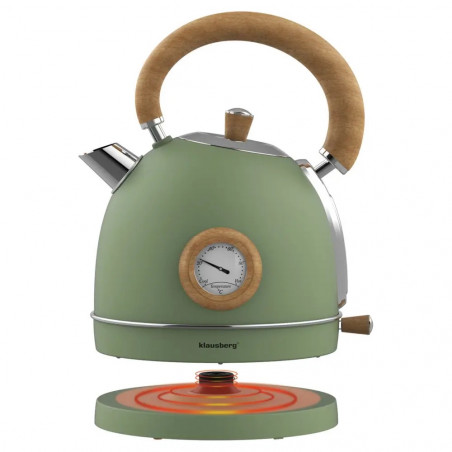 Ηλεκτρικός βραστήρας Klausberg KB 9008, 2200 W, 1,8 λίτρα, βάση 360°, ένδειξη στάθμης νερού, θερμόμετρο, Πράσινο