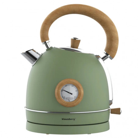 Ηλεκτρικός βραστήρας Klausberg KB 9008, 2200 W, 1,8 λίτρα, βάση 360°, ένδειξη στάθμης νερού, θερμόμετρο, Πράσινο