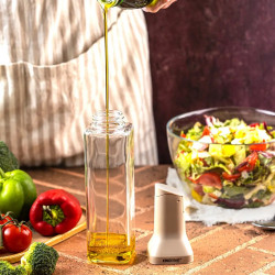 Γυάλινη φιάλη για σάλτσες Kinghoff KH 2004, 500 ml, Δοσομετρητής, Στεγανό κλείσιμο, Μπεζ