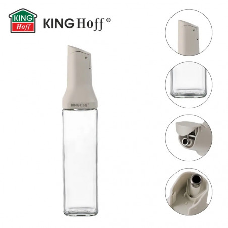 Γυάλινη φιάλη για σάλτσες Kinghoff KH 2004, 500 ml, Δοσομετρητής, Στεγανό κλείσιμο, Μπεζ