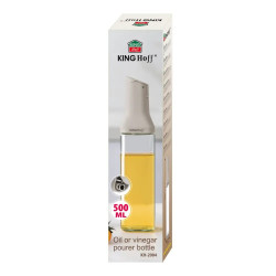 Γυάλινη φιάλη για σάλτσες Kinghoff KH 2004, 500 ml, Δοσομετρητής, Στεγανό κλείσιμο, Μπεζ