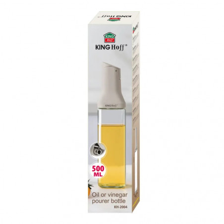 Γυάλινη φιάλη για σάλτσες Kinghoff KH 2004, 500 ml, Δοσομετρητής, Στεγανό κλείσιμο, Μπεζ